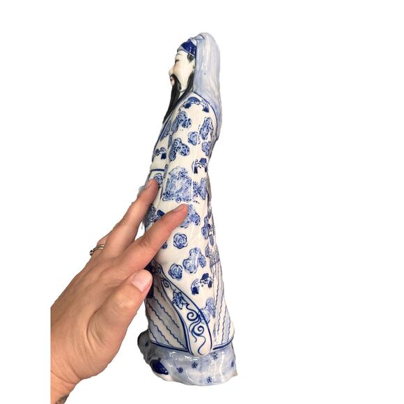 Vintage Chinese Large Blue White Porcelain Wiseman God (Fu-Xing) - Picture 6 of 7